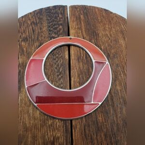 Retro color block red toned round necklace pendant‎